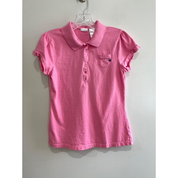 Y2K No Boundaries Polo Shirt Juniors L(11-12) Pink Fitted Heart Embroidery - Picture 1 of 7